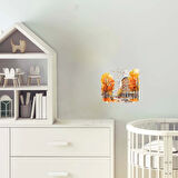 Şehir Sokağı ve Turuncu Yapraklı Ağaçlar Duvar Stickerı