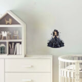 Siyah Kalpli ve Güllü Elbiseli Prenses Duvar Sticker'ı