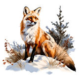 Karlı Manzaralı Tilki Duvar Sticker'ı