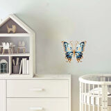 Büyük İşlemeli Mavi Kelebek Duvar Stickerı