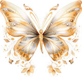 Altın Parıltılı Kelebek Duvar Stickerı