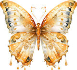 Turuncu ve Beyaz Kelebek Duvar Stickerı