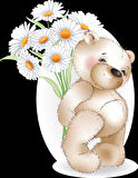 Daisy Çiçekli Ayıcık Duvar Stickerı