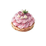 Mor Üzümlü ve Meringue'li Pembe Kremalı Tartalet
