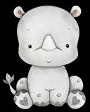 Oturan Gergedan Duvar Stickerı