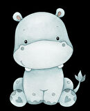 Oturan Su Aygırı Duvar Stickerı