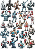 Dövüşçü Boksör Sticker Set