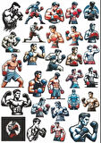 Dövüşçü Boksör Sticker Set
