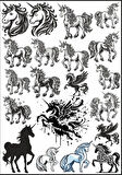 Siyah Beyaz Unicorn Sticker Set