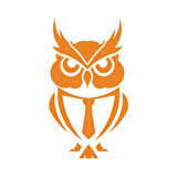 Kıravatlı Baykuş Sticker 17x17 Cm Turuncu