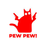 Pew Pew Kedi Sticker 17x17 Cm Kırmızı