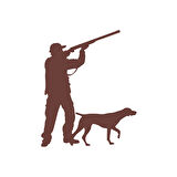 Avcı ve Av köpeği Sticker 17x17 Cm Kahverengi
