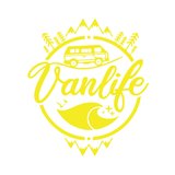 Vanlife Karavan Sticker 17x17 Cm Sarı