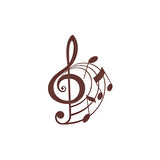 Müzik ve Nota Sticker 17x17 Cm Kahverengi