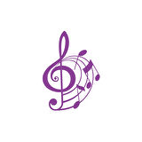 Müzik ve Nota Sticker 17x17 Cm Mor