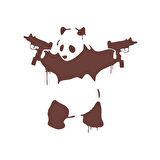 S*lahlı Panda Sticker 17x17 Cm Kahverengi