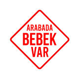 arabada Bebek Var Sticker 17x17 Cm Kırmızı