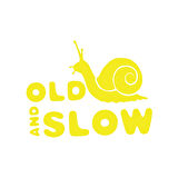 Old and Slow Salyangoz Araba Sticker 17x17 Cm Sarı