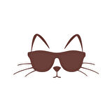 Güneş Gözlüğü Takan Kedi Araba Sticker 17x17 Cm Kahverengi