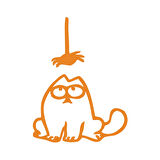 Komik Kedi Araba Sticker 17x17 Cm Turuncu