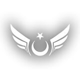 Kanatlı Türk Bayrağı Araba Sticker 17x17 Cm Beyaz
