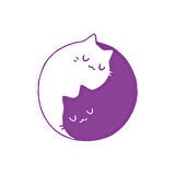 Kediler Ying Yang Araba Sticker 17x17 Cm Mor