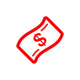 Dolar Banknot Araba Sticker 17x17 Cm Kırmızı