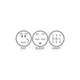 Eat Sleep Drift Araba Sticker 17x17 Cm Gri