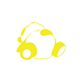 Doymuş Panda Araba Sticker 17x17 Cm Sarı