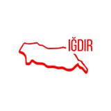 Iğdır Harita Araba Sticker 17x17 Cm Kırmızı