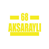 68 Aksaraylı Araba Sticker 17x17 Cm Sarı