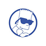 Simpsons Araba Sticker 17x17 Cm Mavi