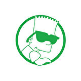 Simpsons Araba Sticker 17x17 Cm Yeşil