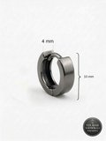 925 Ayar Gümüş Siyah Rodajlı Yuvarlak Erkek Huggie Halka Küpe - Tek (4x11mm)