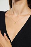Zirkon Taşlı Gold Aşk Meleği Eros Gümüş Kolye