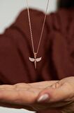 Zirkon Taşlı Rose Minimal Mikail Kılıcı Gümüş Kolye