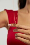 Zirkon Taşlı Rose Beş Yapraklı Yonca Gümüş Kolye