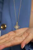 Zirkon Taşlı Gold One Cleef Gümüş Kolye