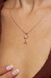 Zirkon Taşlı Rose Minimal Yonca Gümüş Kolye