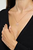 Zirkon Taşlı Rose Taç Model Gümüş Kolye
