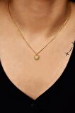 Zirkon Taşlı Gold Güneş Minimal Gümüş Kolye