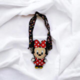Kırmızı Siyah Minnie Mouse'li Silikon Kız Çocuk Çapraz Çanta