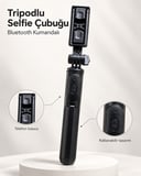 Fotoğraf ve Video Çekimleri İçin Kablosuz Kumandalı Telefon Selfie Çubuğu