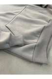 Realistic Baskılı Gri Erkek Kapüşonlu 3 iplik Şardonlu Ribanalı Sweatshirt Hoodie