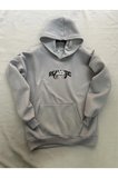 Realistic Baskılı Gri Erkek Kapüşonlu 3 iplik Şardonlu Ribanalı Sweatshirt Hoodie