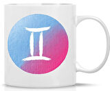 İkizler Burcu Kupa | Renkli Burç Tasarımı | Özlü Sözlü Hediye Kupa | Astroloji Temalı Bardak