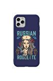 Iphone 11 Pro Max Lacivert Renkli Silikon Telefon Kilifi - Russian Girl