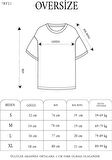 Unisex Bisiklet Yaka Baskılı Oversize T-Shirt - Siyah
