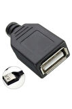 4 Pin Dişi Usb Soket - Plastik Kapaklı Usb Bağlantı