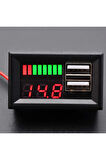 Dijital Akü Ölçer- Çift USB 12V-5V Dönüştürücü